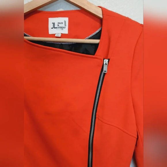 💚5/$25 Jules & Leopold Red Moto Bomber Zip Fitted Jacket Size XS - Picture 4 of 6